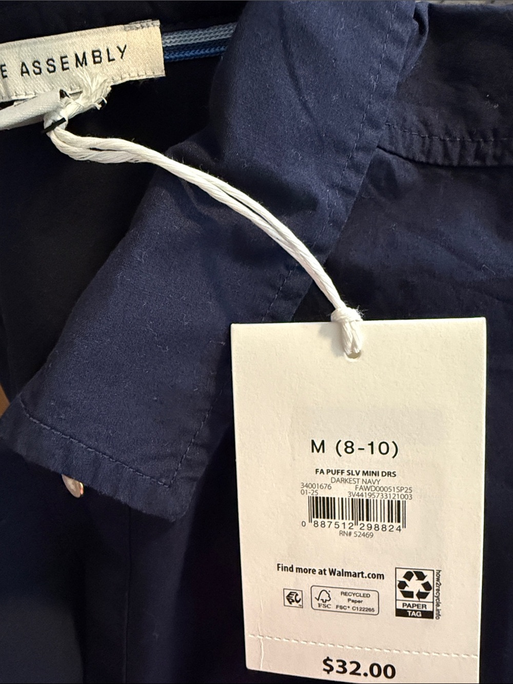 Button-Front Navy Mini Dress - Picture 4 of 4
